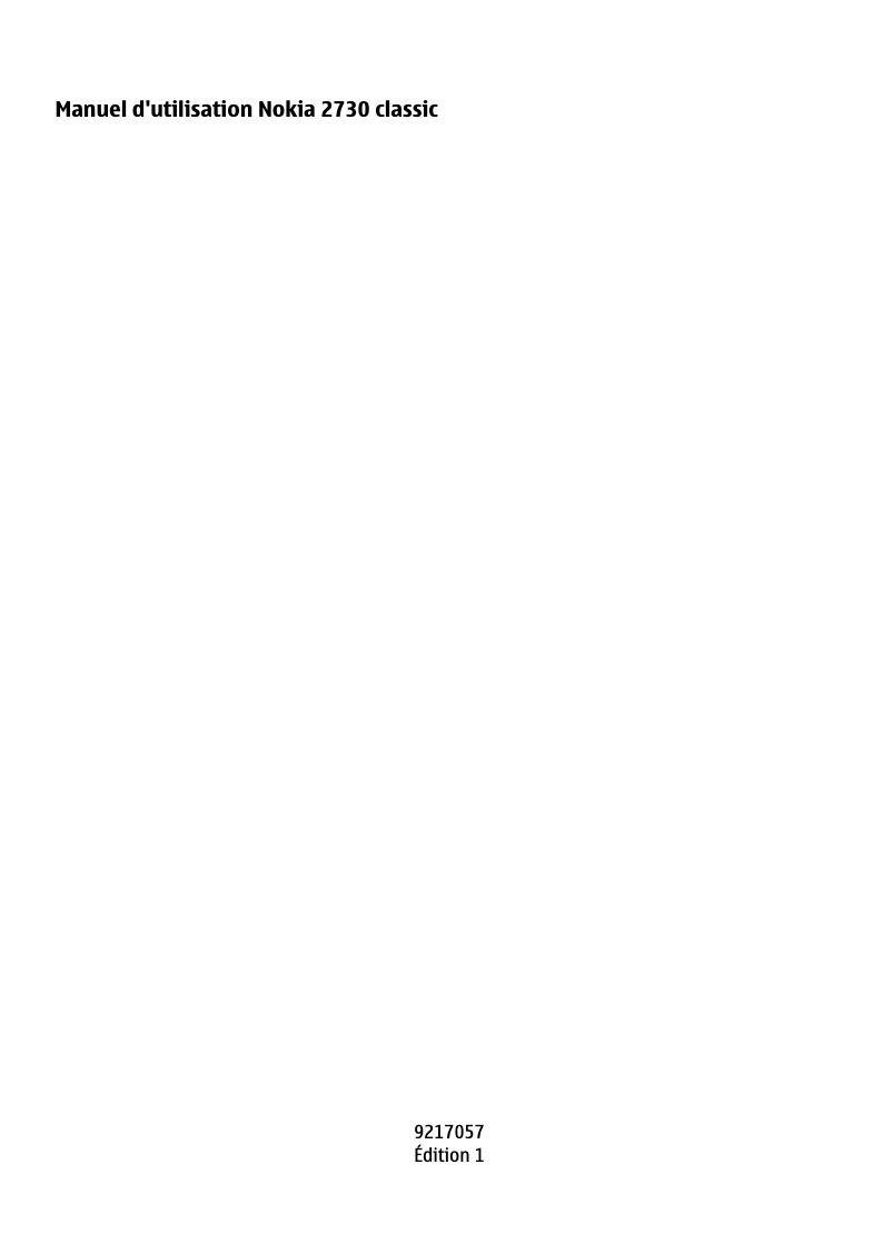Page 1 de la notice Manuel utilisateur Nokia 2730