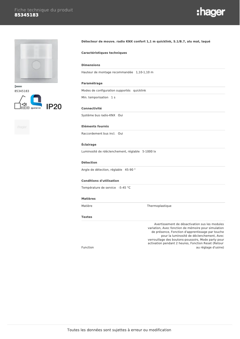 Image de la première page du manuel de l'appareil 85345183