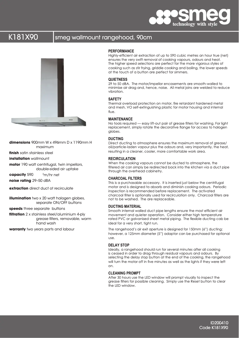Page n°1 - Manuel utilisateur Smeg K181X90