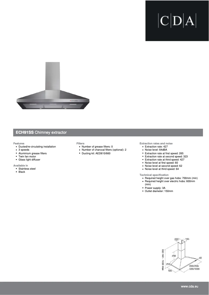 Page n°1 - Fiche technique CDA ECH91SS