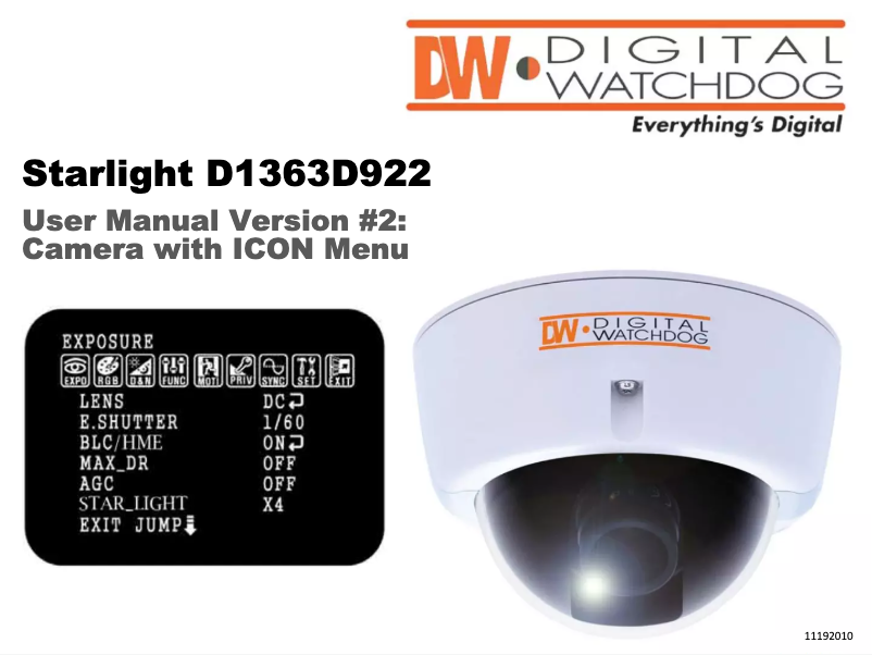 Page 1 de la notice Manuel utilisateur Digital Watchdog Star-Light DWC-D1363D922