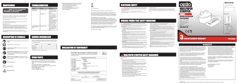 Page n°1 - Manuel utilisateur Ozito WPS-2000U