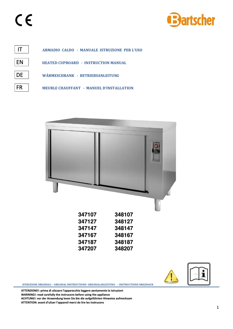 Page n°1 - Manuel utilisateur Bartscher 258160