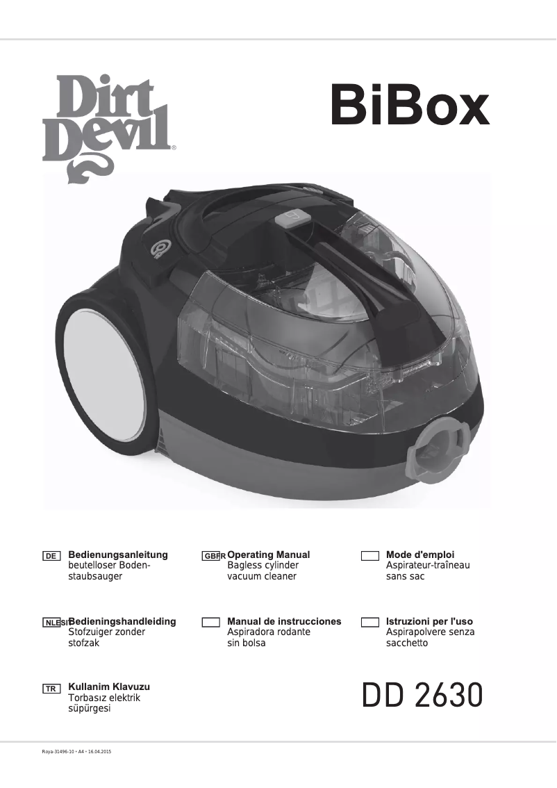 Page n°1 - Manuel utilisateur Dirt Devil Bibox DD2630