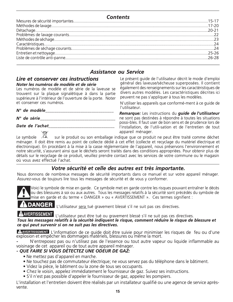 Page n°1 - Manuel utilisateur Frigidaire MEX731CFS