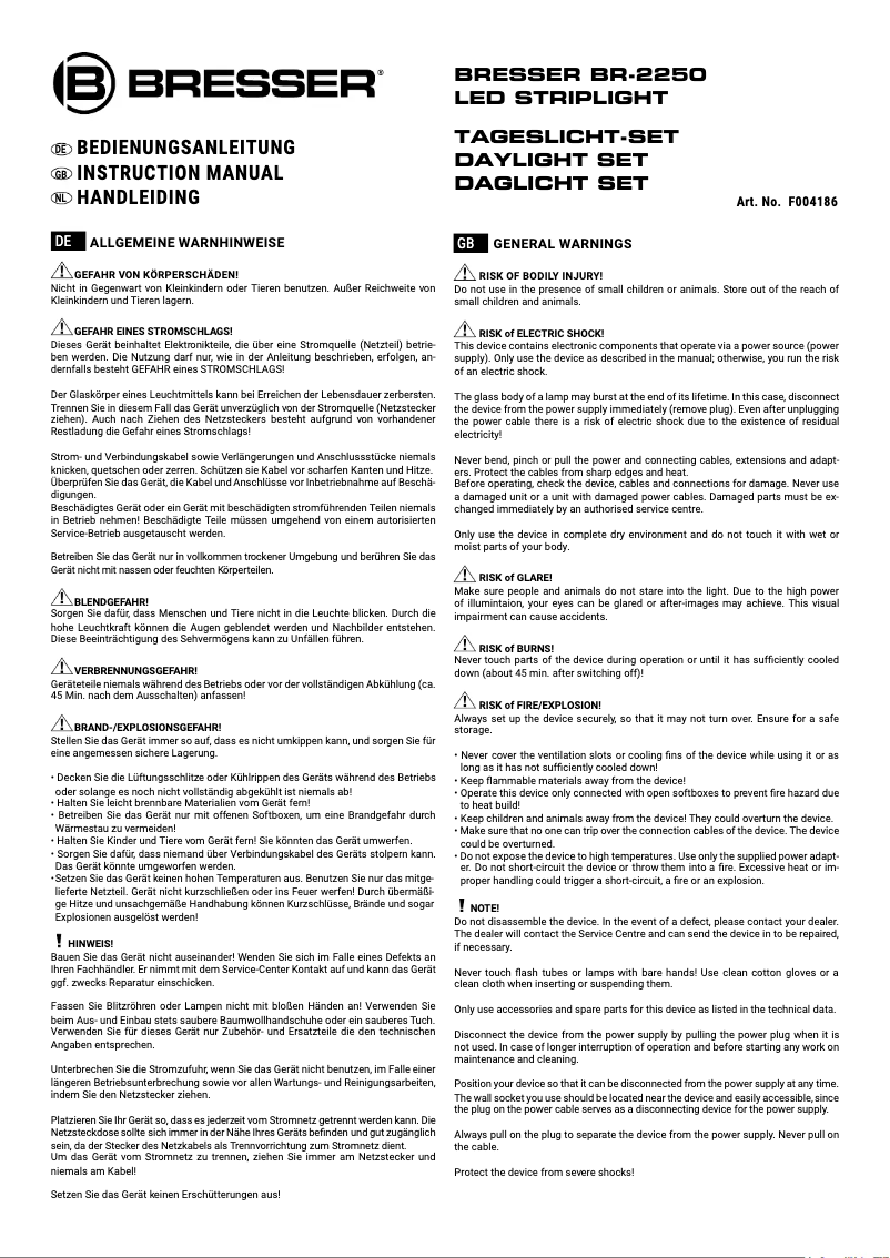 Page 1 de la notice Manuel utilisateur Bresser BR-2250