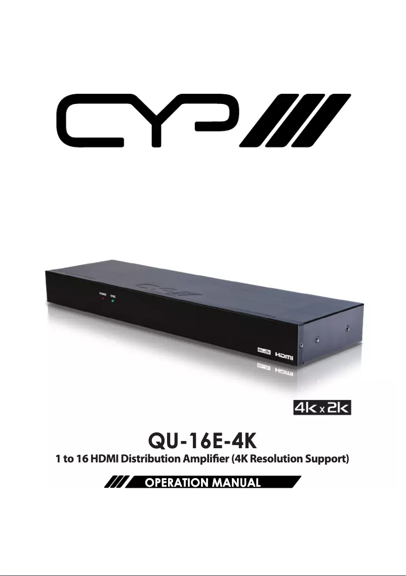 Page n°1 - Manuel utilisateur CYP QU-16E-4K