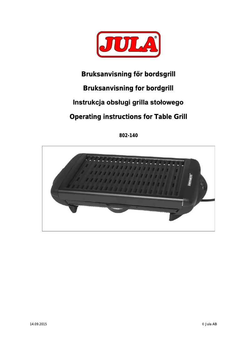 Page n°1 - Manuel utilisateur Menuett 802-140