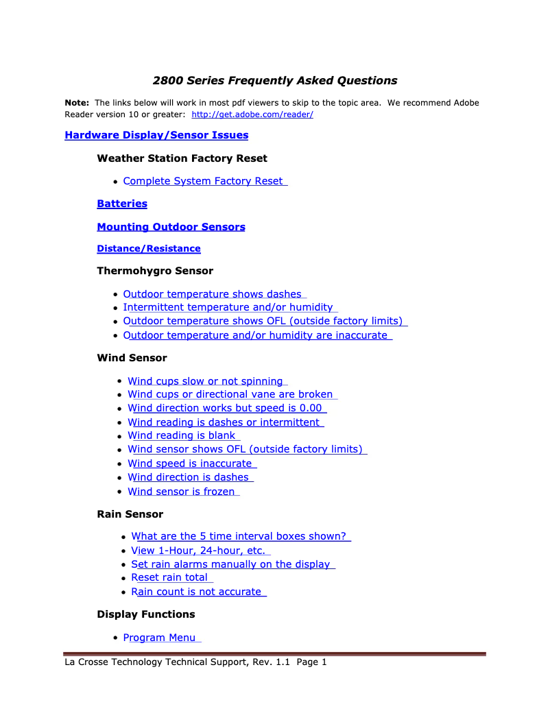 Page n°1 - FAQ La Crosse Technology WS-2812U-IT