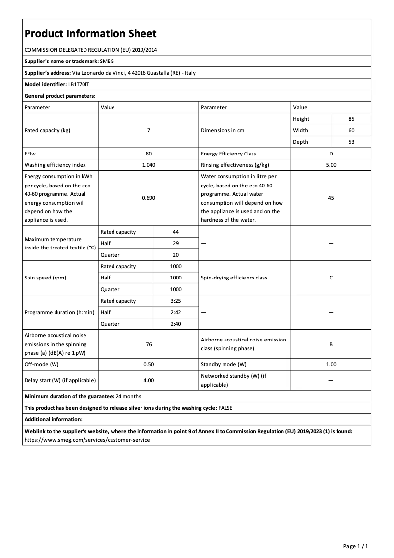 Image de la première page du manuel de l'appareil LB1T70IT