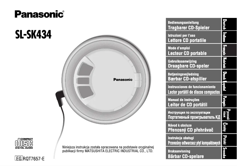 Page n°1 - Manuel utilisateur Panasonic SL-SK434