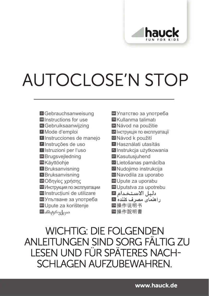 Image de la première page du manuel de l'appareil Autoclose N Stop