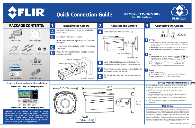 Page 1 de la notice Manuel utilisateur FLIR T4325BN