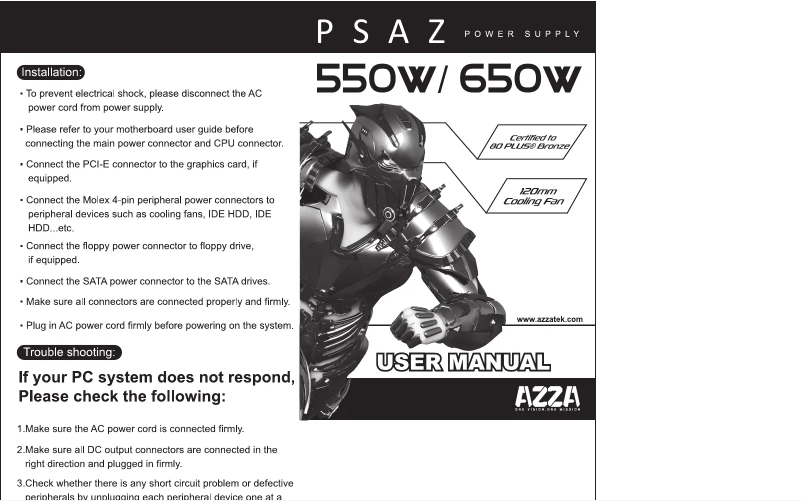 Página 1 del manual Manual de usuario Azza PSAZ New 550W