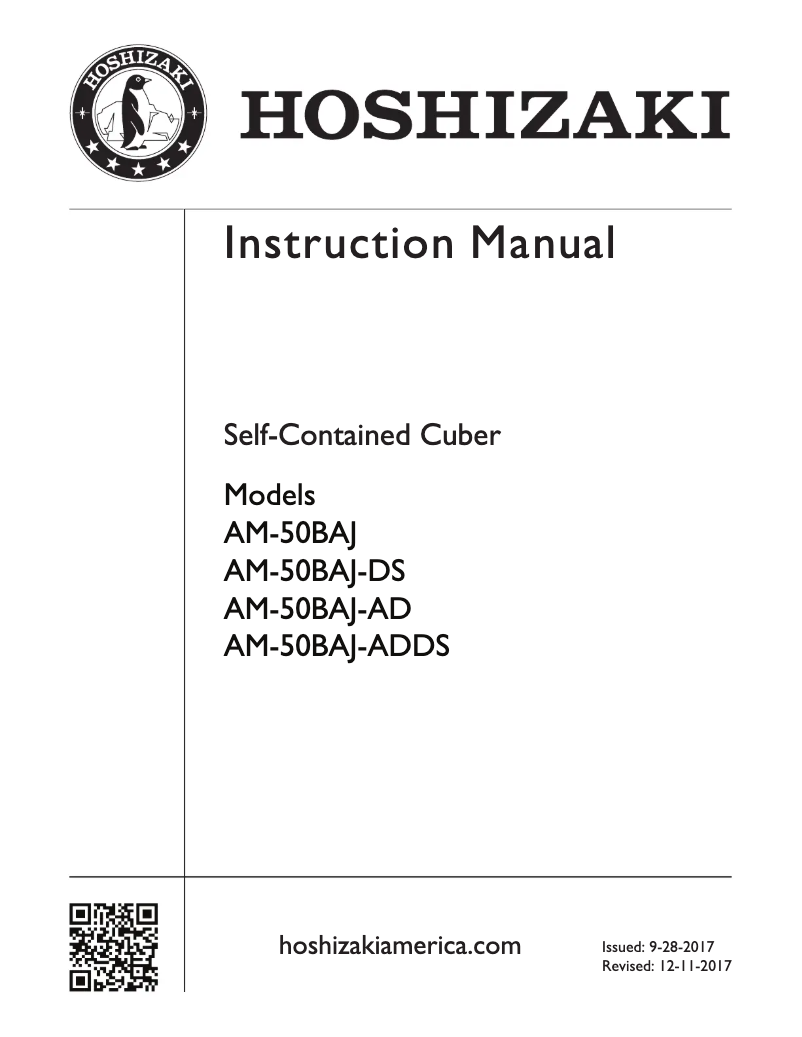 Page 1 de la notice Manuel utilisateur Hoshizaki AM-50BAE