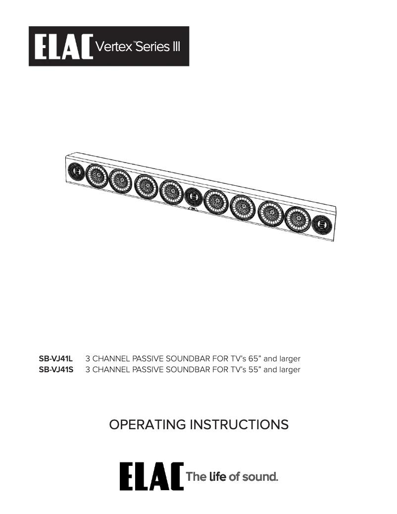 Page 1 de la notice Manuel utilisateur ELAC Vertex III SB-VJ41S