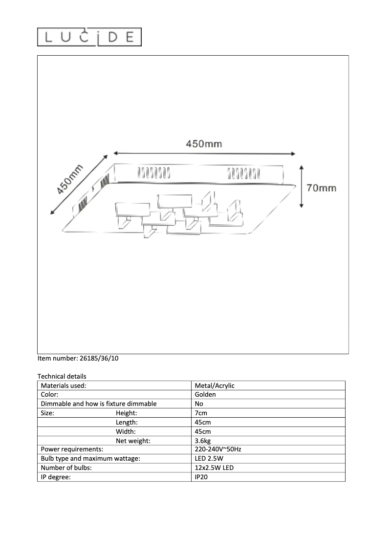 Page 1 de la notice Manuel utilisateur Lucide Anisto