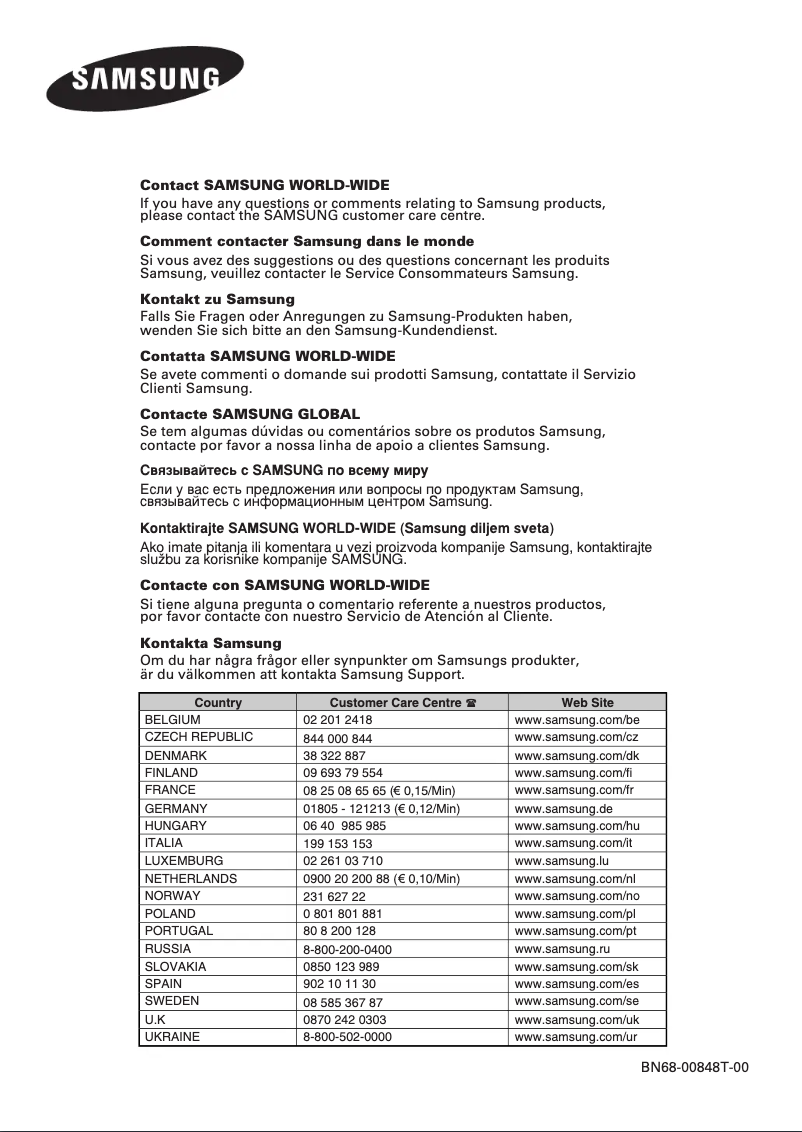 Page n°1 - Manuel utilisateur Samsung PPM50M6HS