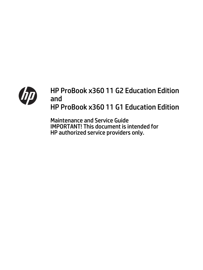 Page n°1 - Manuel utilisateur HP ProBook x360 11 G2 Education Edition
