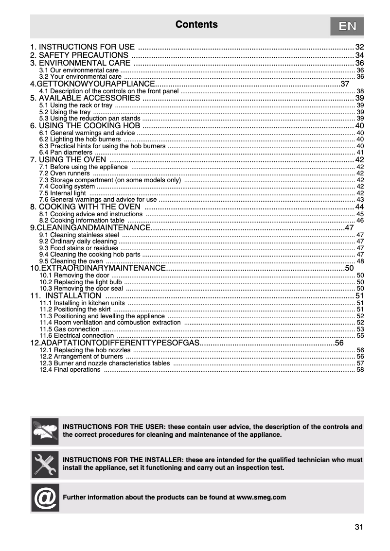 Page n°1 - Manuel utilisateur Smeg C91GMXI-1