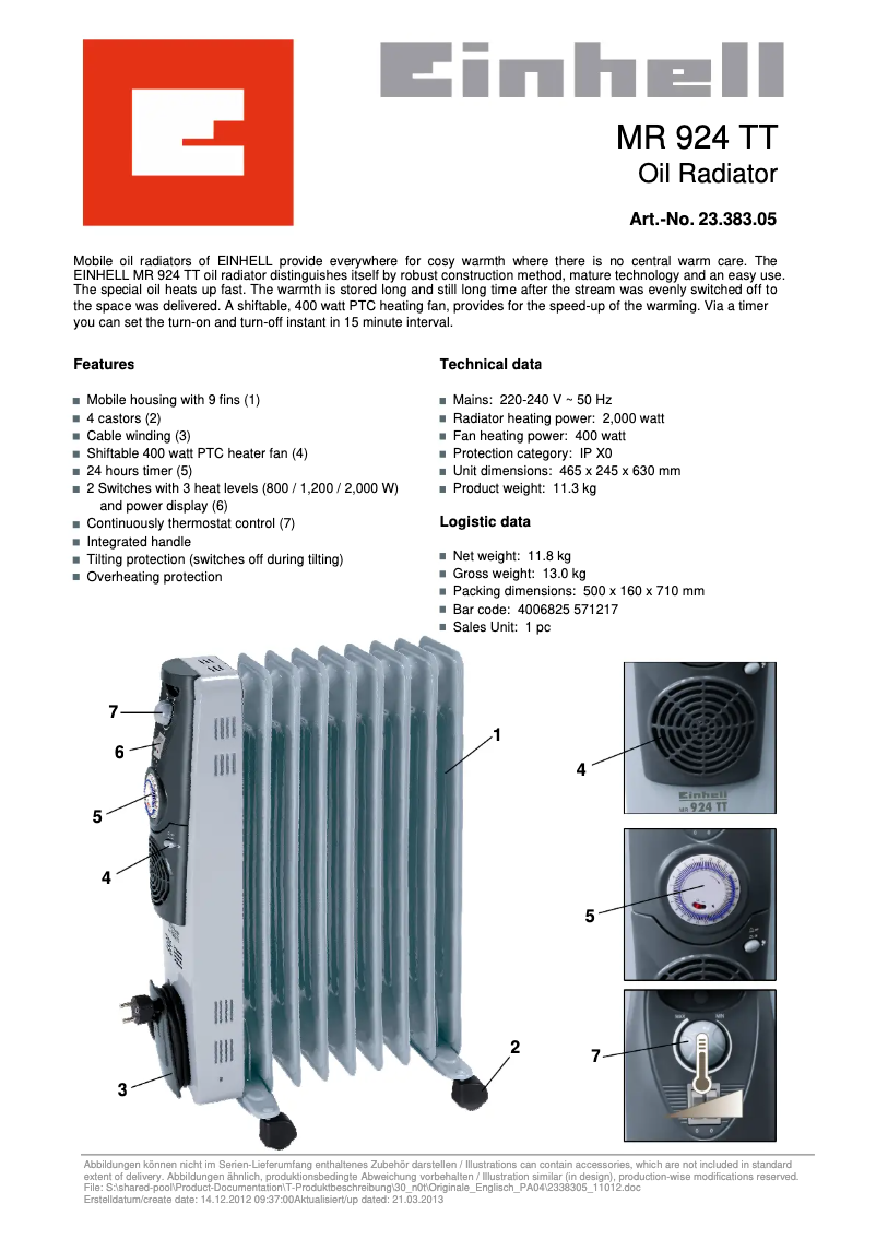 Image de la première page du manuel de l'appareil MR 924 TT