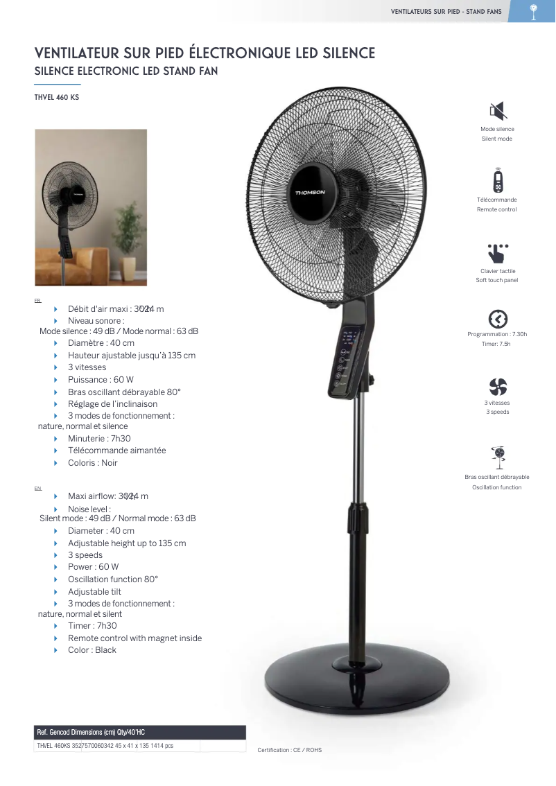 Page n°1 - Fiche technique Thomson THVEL460KS