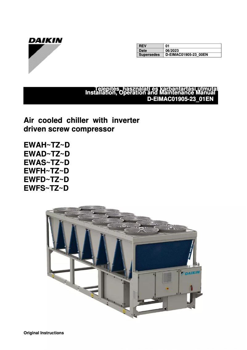 Image de la première page du manuel de l'appareil EWAD225TZPR