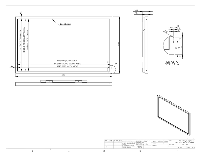 Página 1 del manual Dibujo técnico NEC MultiSync P801 SST