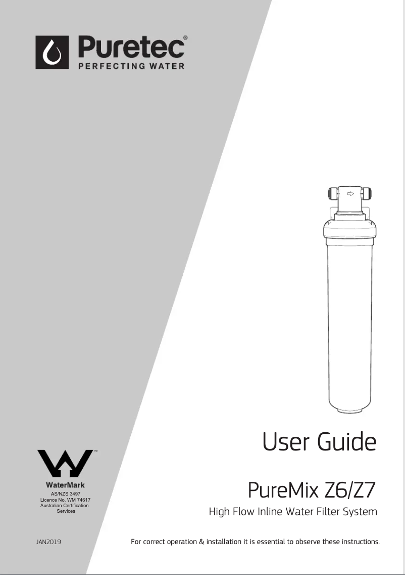 Page n°1 - Manuel utilisateur Puretec PureMix Z6