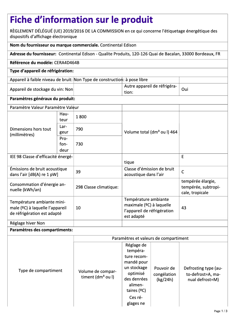 Image de la première page du manuel de l'appareil CERA4D464B