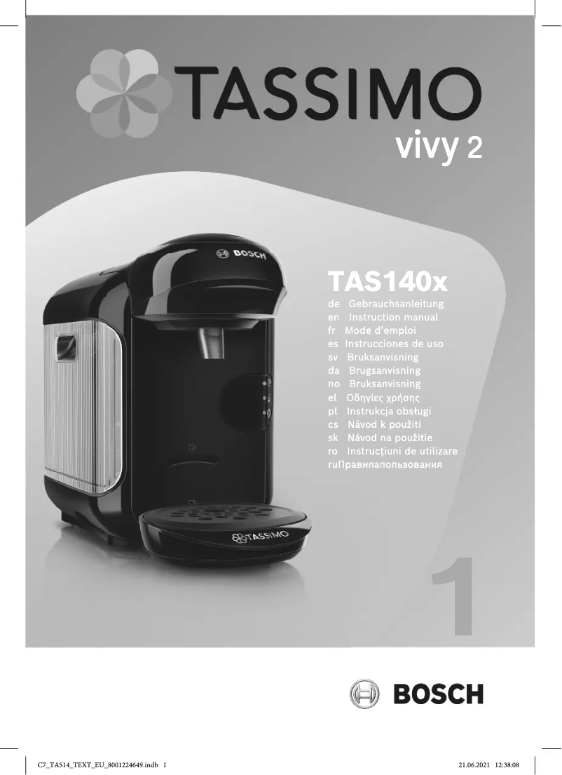 Image de la première page du manuel de l'appareil Tassimo Vivy 2 TAS1406
