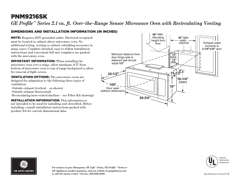 Page n°1 - Fiche technique GE PVM9215SKSS