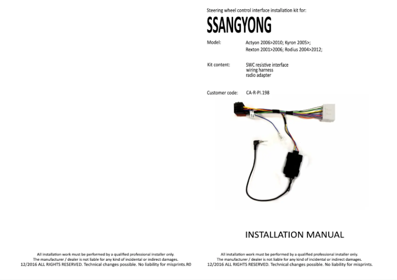 Page n°1 - Manuel utilisateur Pioneer CA-R-PI.198