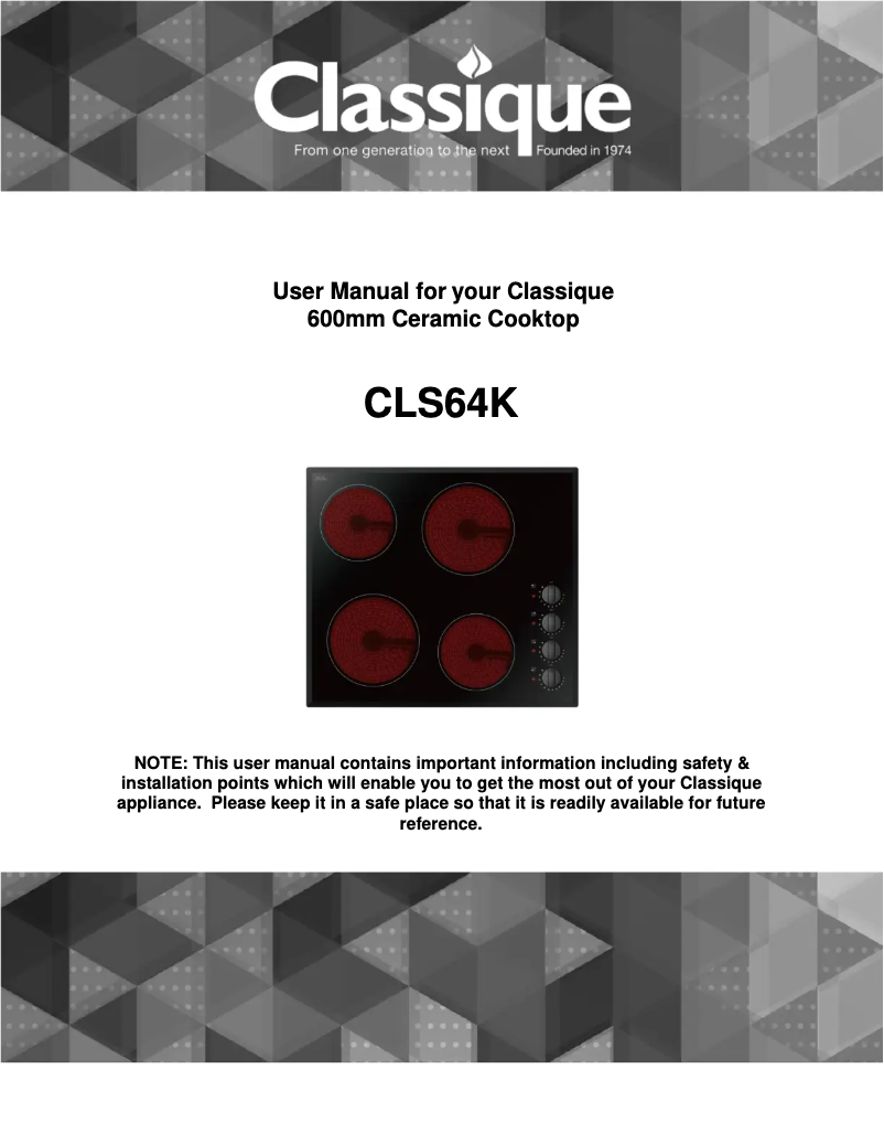 Page n°1 - Manuel utilisateur Classique CLS64K