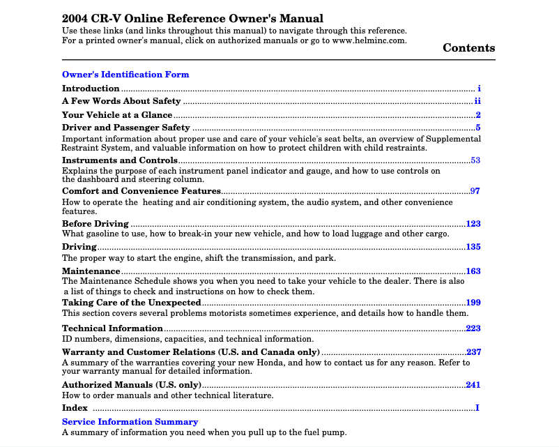 Página 1 del manual Manual de usuario Honda CR-V (2004)