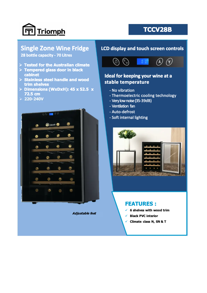 Page 1 de la notice Fiche technique Triomph TCCV28B