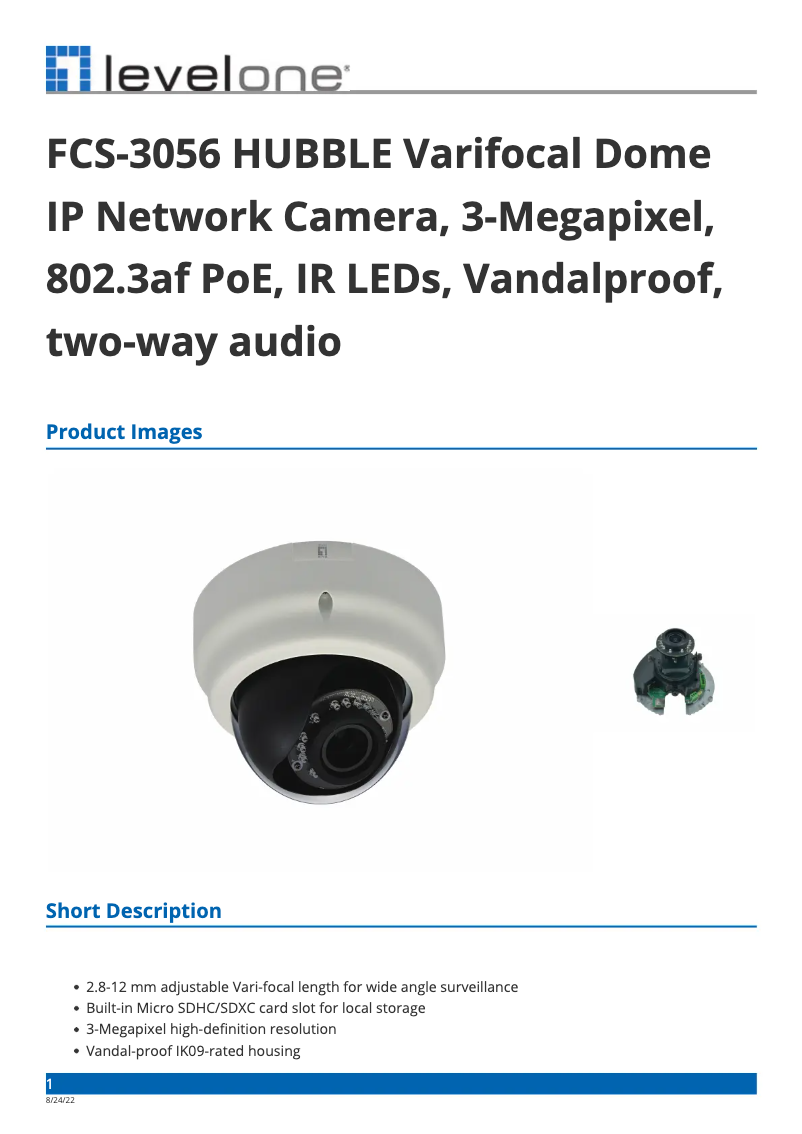 Page n°1 - Fiche technique LevelOne FCS-3056