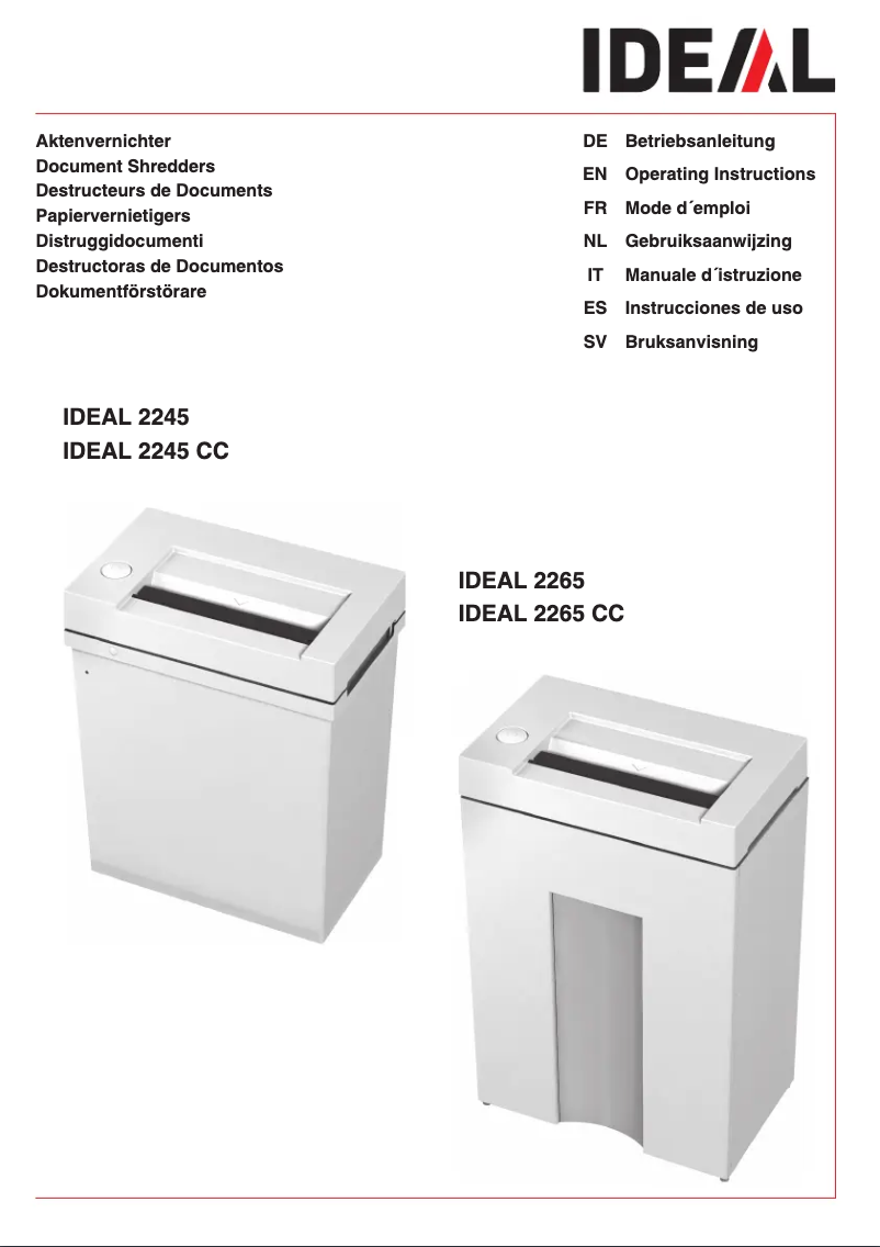 Page 1 de la notice Manuel utilisateur Ideal 2265 CC