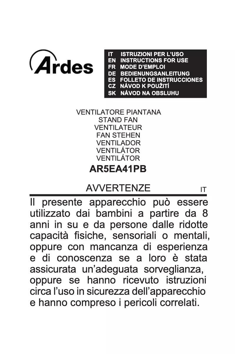 Page n°1 - Manuel utilisateur Ardes Easy 41PB Plus AR5EA41PB