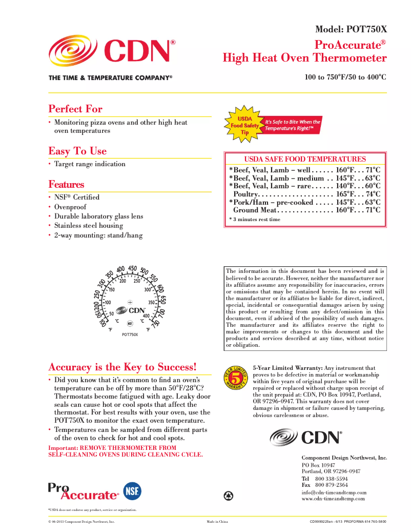 Page 1 de la notice Manuel utilisateur CDN ProAccurate POT750X