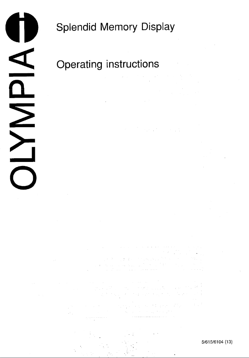 Page 1 de la notice Manuel utilisateur Olympia Splendid MD