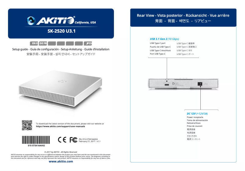 Page n°1 - Manuel utilisateur AKiTiO SK-2520 U3.1