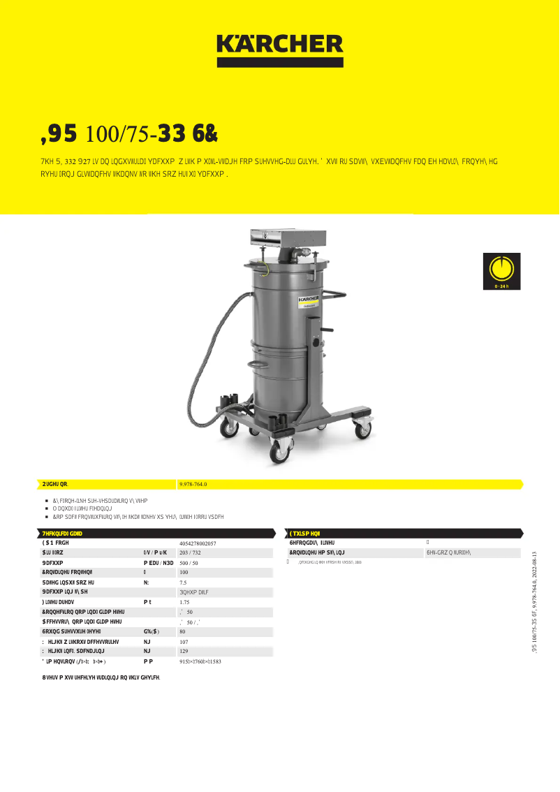 Page n°1 - Fiche technique Kärcher IVR 100/75-Pp Sc