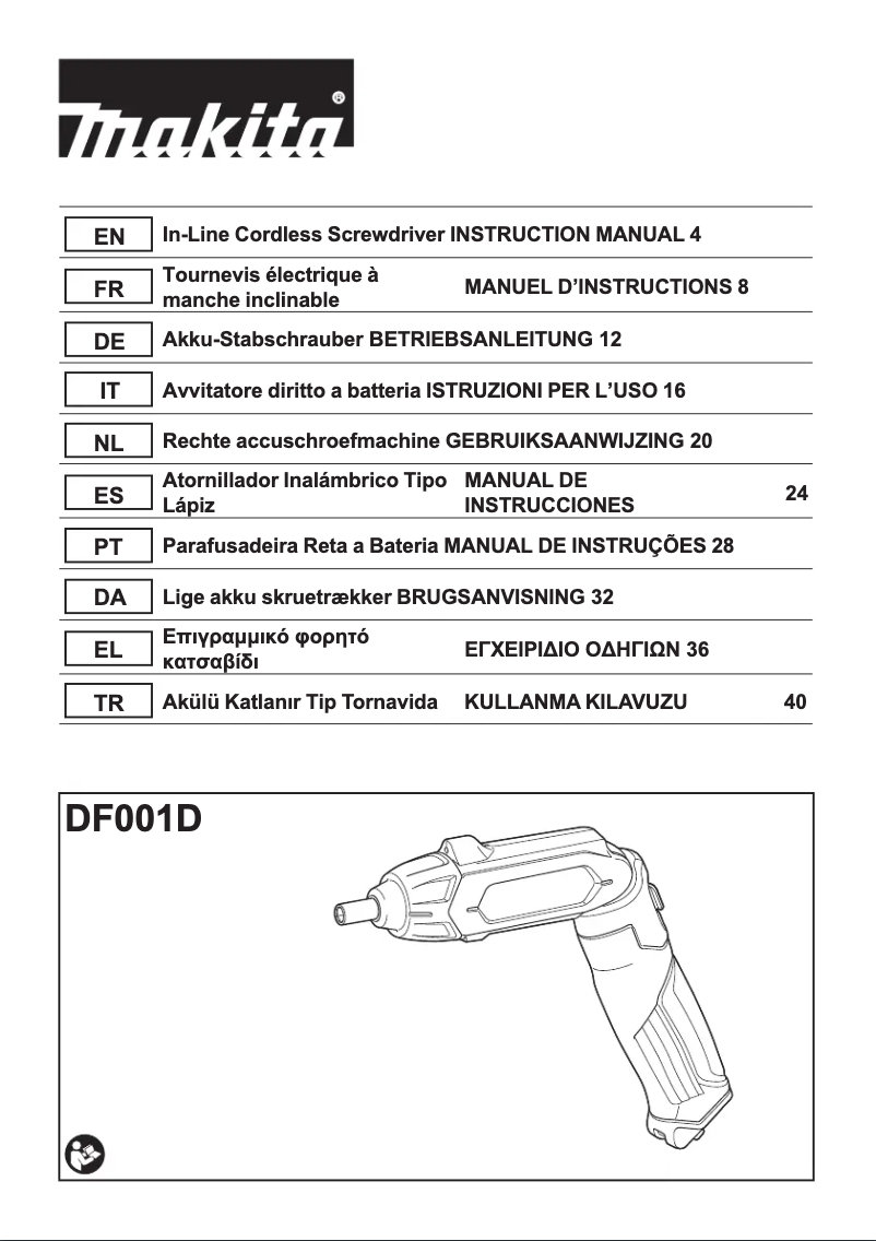 Page n°1 - Manuel utilisateur Makita DF001D