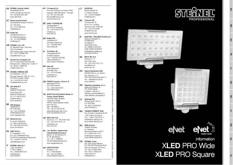 Page 1 of the manual User Manual Steinel XLED PRO Wide eNet