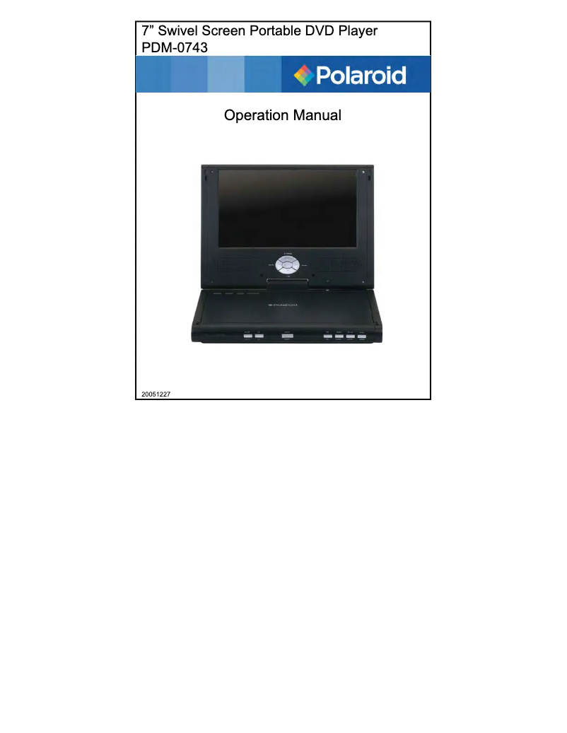 Image de la première page du manuel de l'appareil PDM-0743