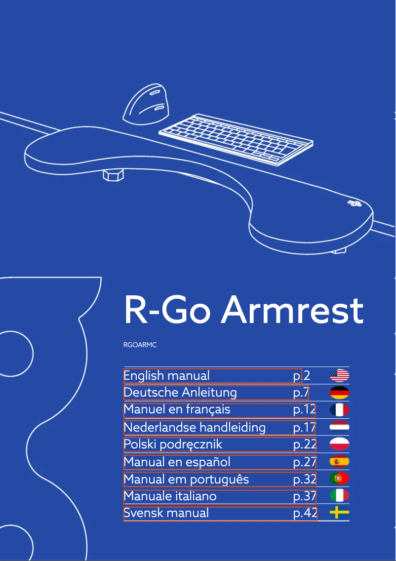 Page 1 de la notice Manuel utilisateur R-Go Tools Armrest