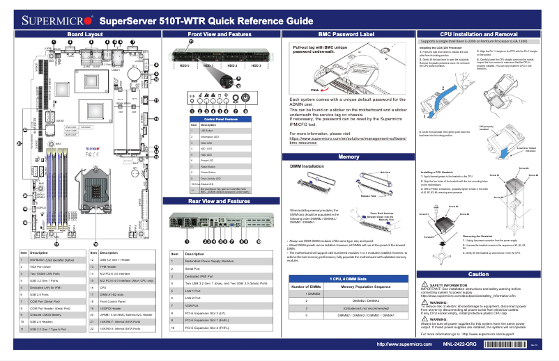 Image de la première page du manuel de l'appareil SuperServer SYS-510T-WTR
