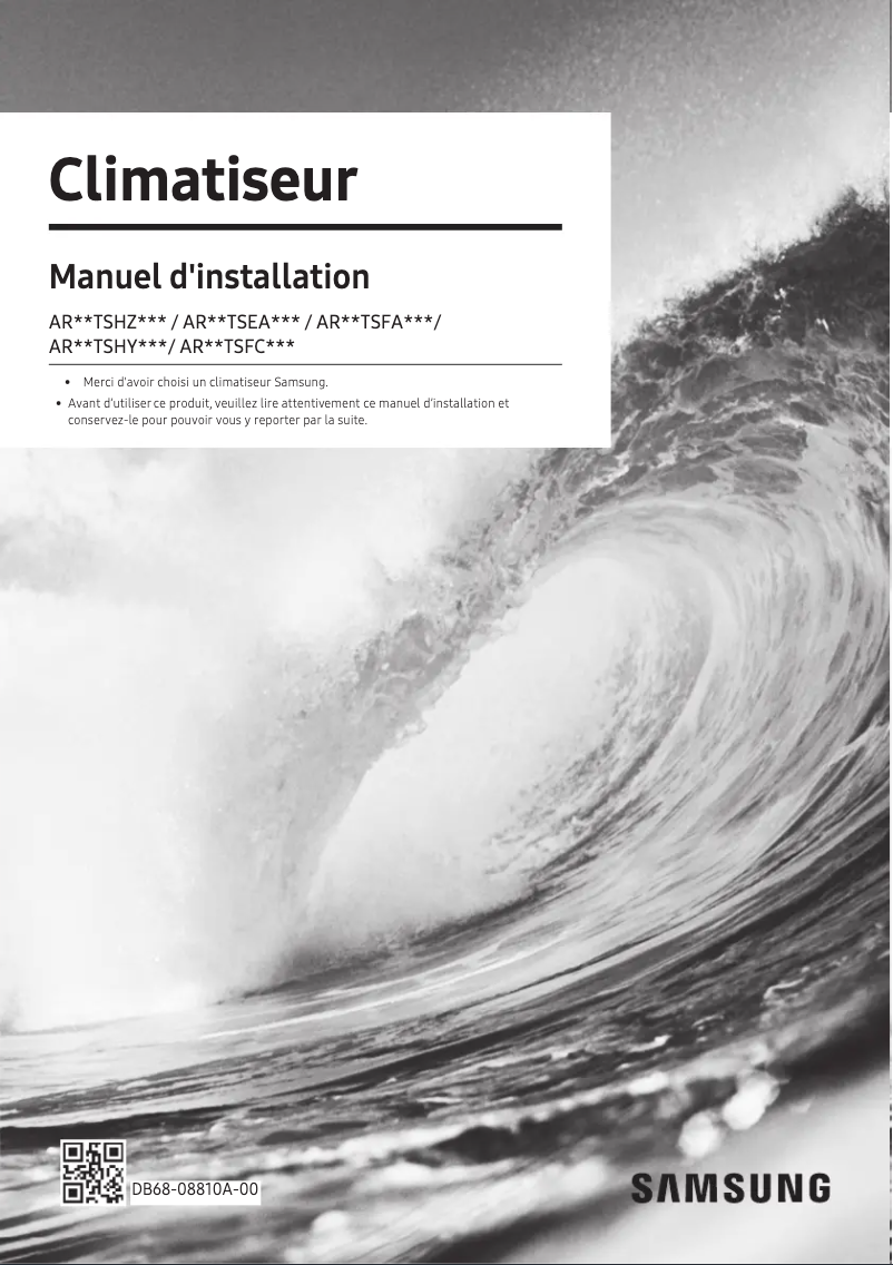 Page 1 de la notice Guide d'installation Samsung AR18TSHZRWKNRC