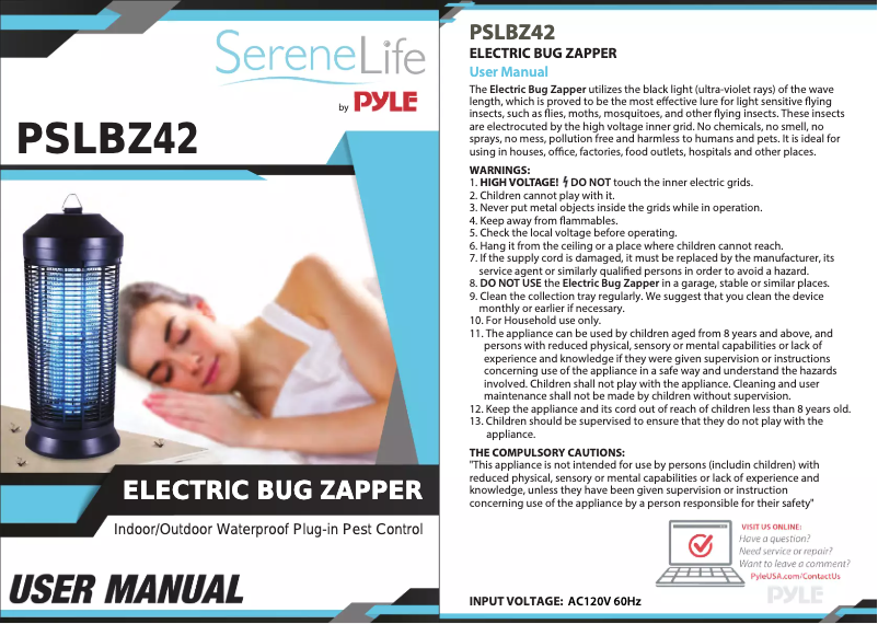 Page n°1 - Manuel utilisateur SereneLife PSLBZ42